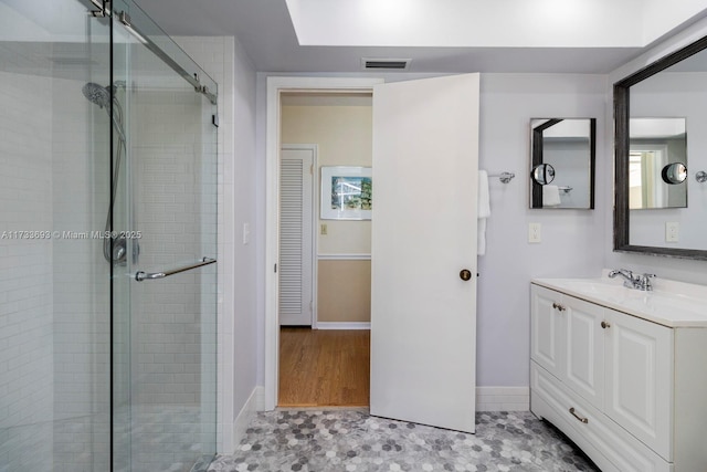 7420 SW 145th Ter, Palmetto Bay, FL 33158 - bathroom with vanity and an enclosed shower