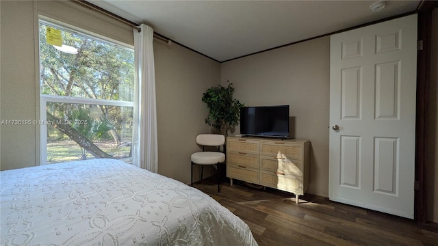 bedroom featuring dark hardwood / wood-style floors