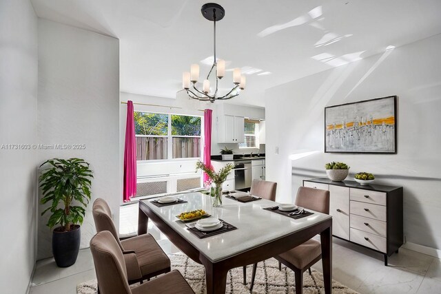 tiled living room featuring a wall mounted air conditioner