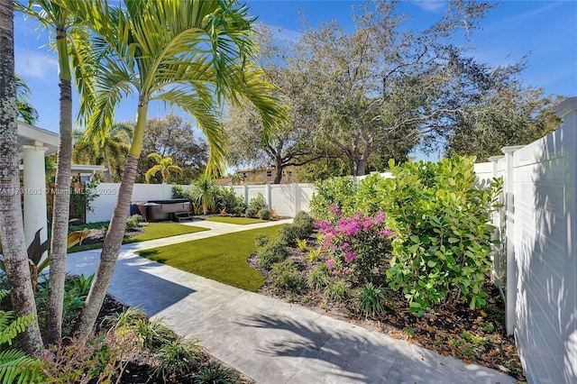 view of yard featuring a fenced backyard