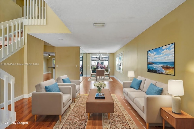 living room with hardwood / wood-style floors