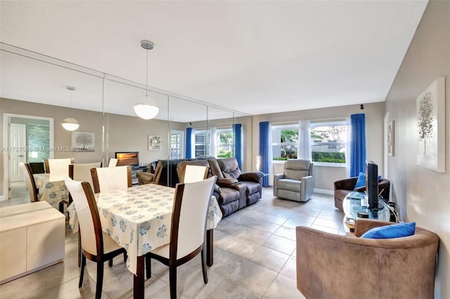 dining room with light tile patterned floors