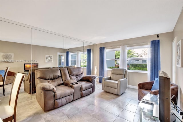 view of tiled living room