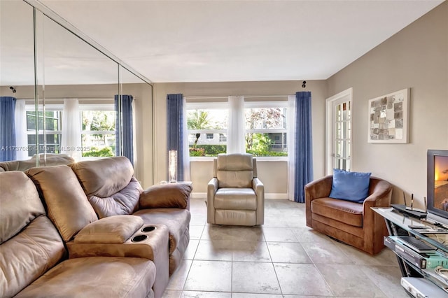 view of tiled living room