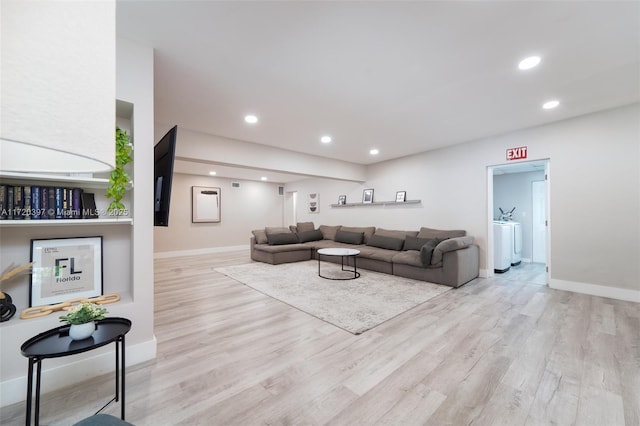 living room featuring light wood-type flooring