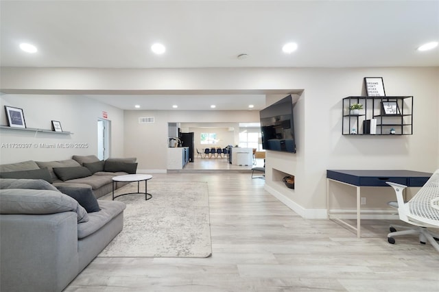 living room featuring light hardwood / wood-style floors