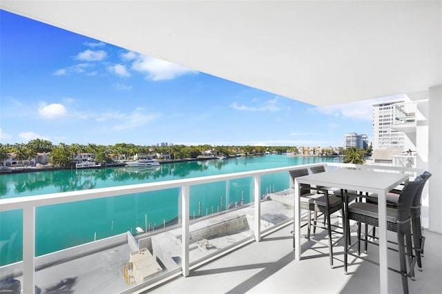 balcony with a water view