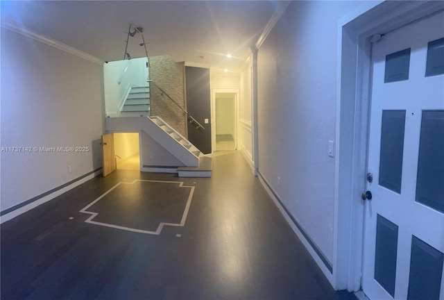 hallway with crown molding