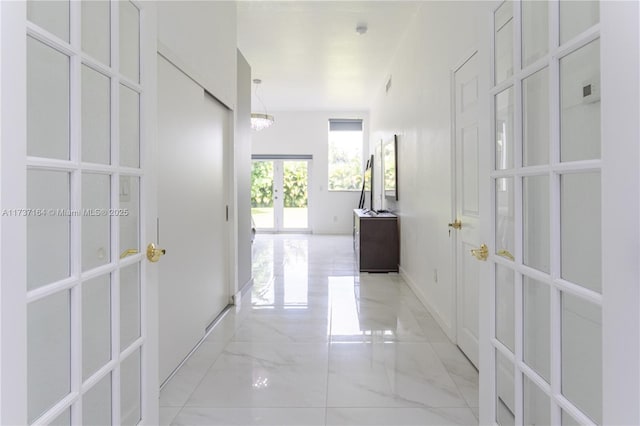 hallway with french doors