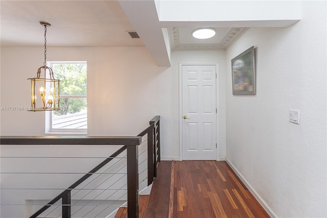 hall with dark hardwood / wood-style flooring