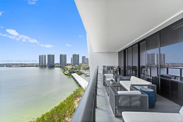 balcony with a water view