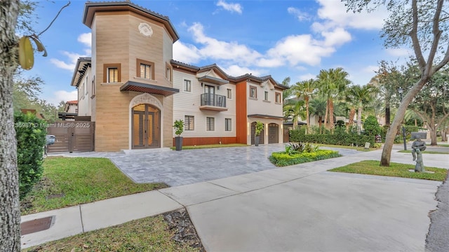 mediterranean / spanish-style home with a garage