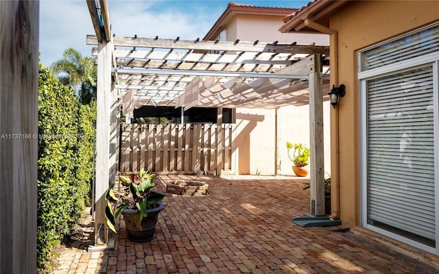 view of patio / terrace featuring a pergola