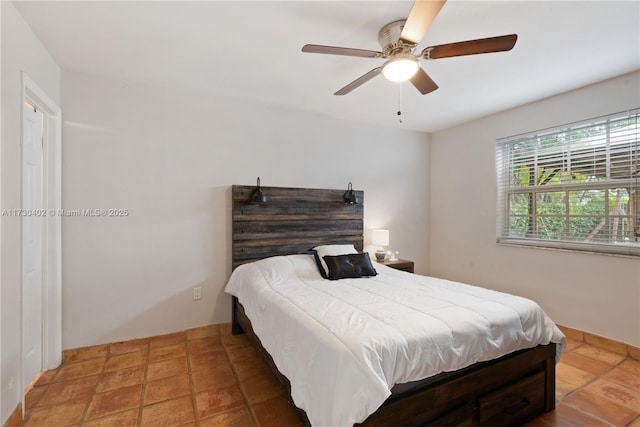 bedroom featuring ceiling fan