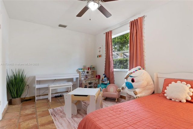 bedroom featuring ceiling fan