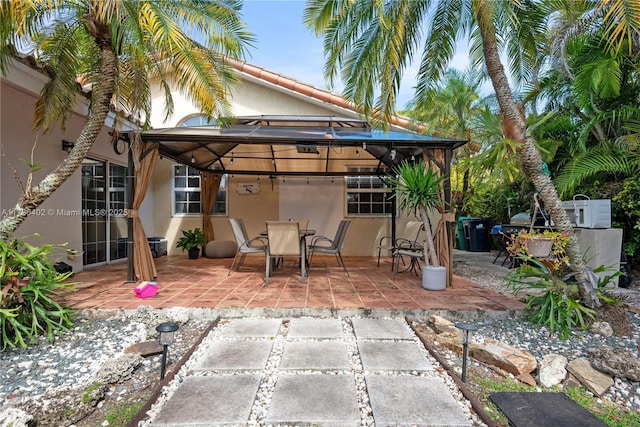 view of patio featuring a gazebo