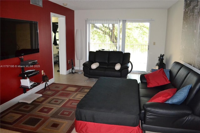 view of tiled living room