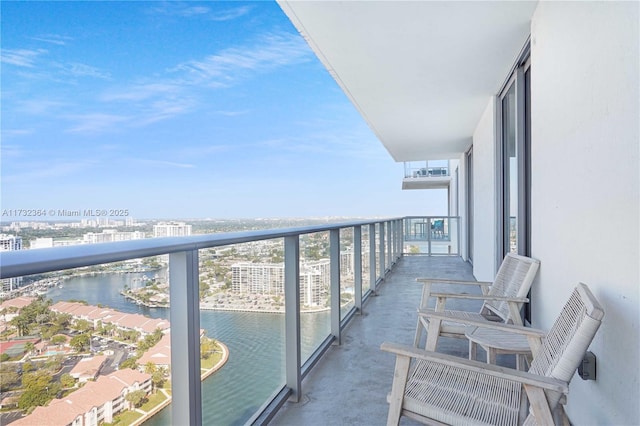 balcony with a water view