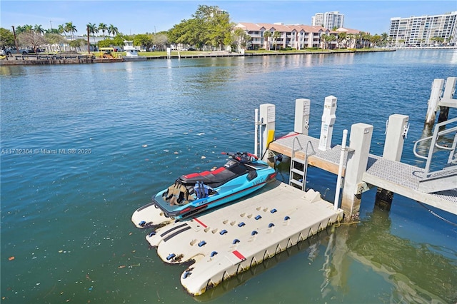 view of dock featuring a water view