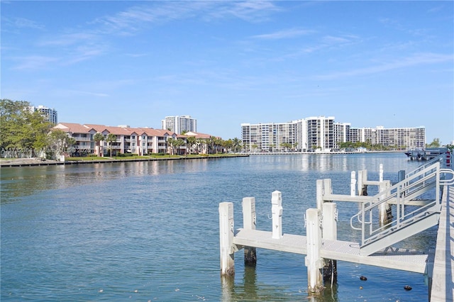 view of dock featuring a water view