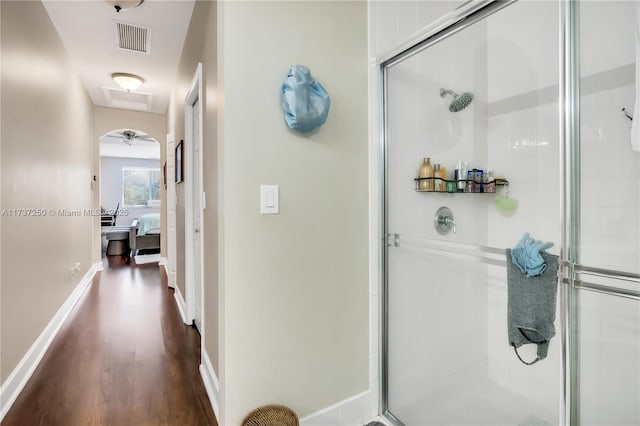 interior space with dark hardwood / wood-style floors