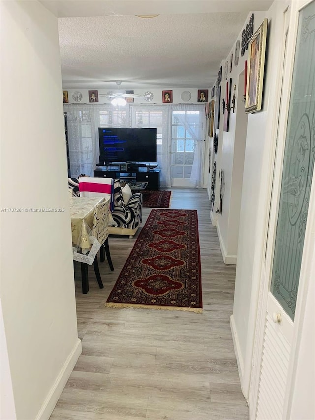 1333 E Hallandale Beach Blvd Unit 131, Hallandale Beach, FL 33009 - corridor featuring a textured ceiling and light wood-type flooring