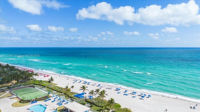 property view of water featuring a view of the beach