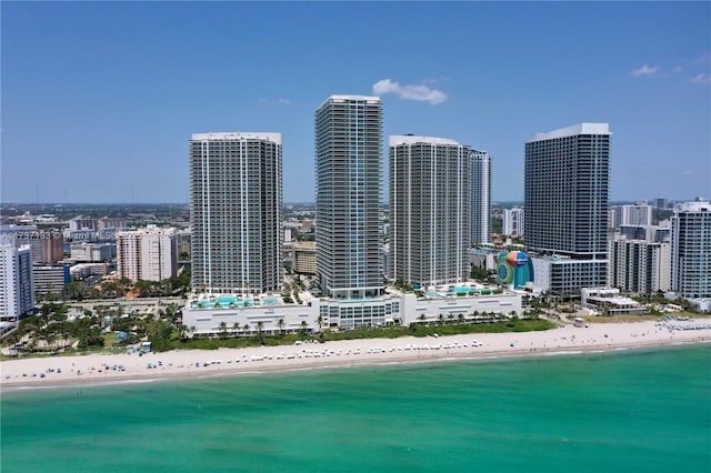 exterior space with a view of the beach and a water view