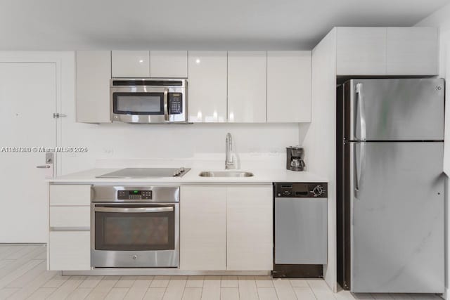 kitchen featuring white cabinetry, appliances with stainless steel finishes, and sink