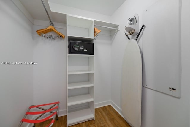 spacious closet with hardwood / wood-style floors