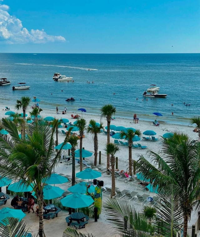 property view of water with a beach view