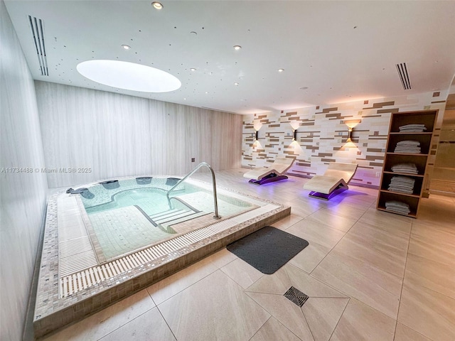 interior space featuring an indoor hot tub