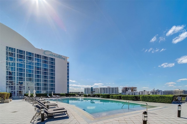 view of pool with a patio area