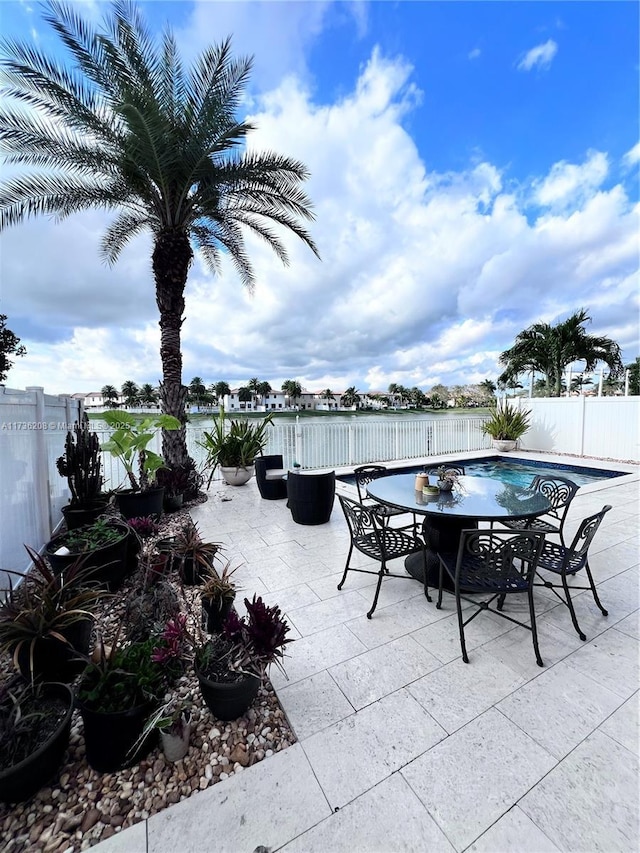 view of patio / terrace with outdoor dining area and a fenced backyard