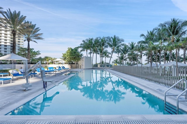 view of pool featuring a patio