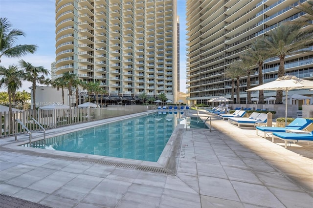 view of pool featuring a patio