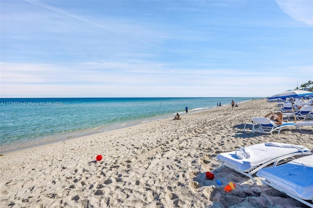 property view of water with a beach view