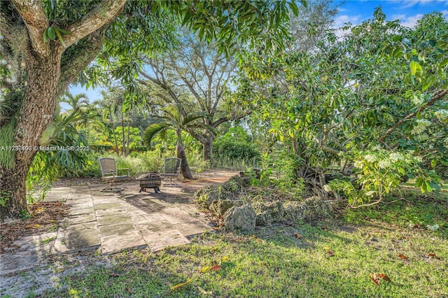 view of patio featuring an outdoor fire pit