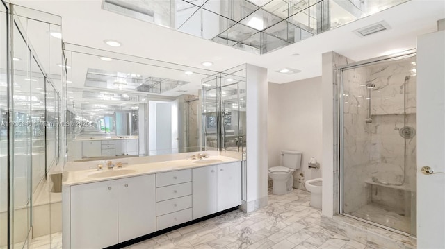 20281 E Country Club Dr Unit 407, Aventura, FL 33180 - bathroom with toilet, vanity, walk in shower, and a bidet