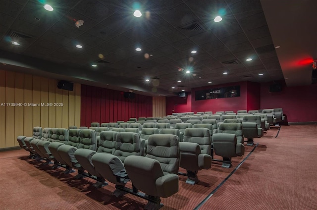 view of carpeted home theater room