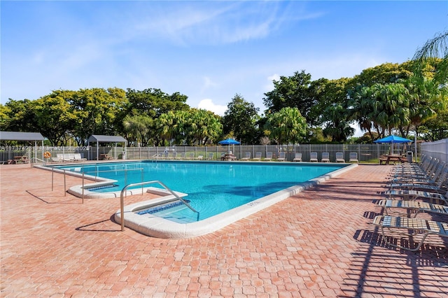 view of pool featuring a patio area