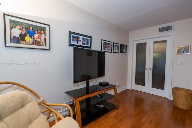 6619 Burning Wood Dr Unit 274, Boca Raton, FL 33433 - living room featuring french doors, wood finished floors, and baseboards