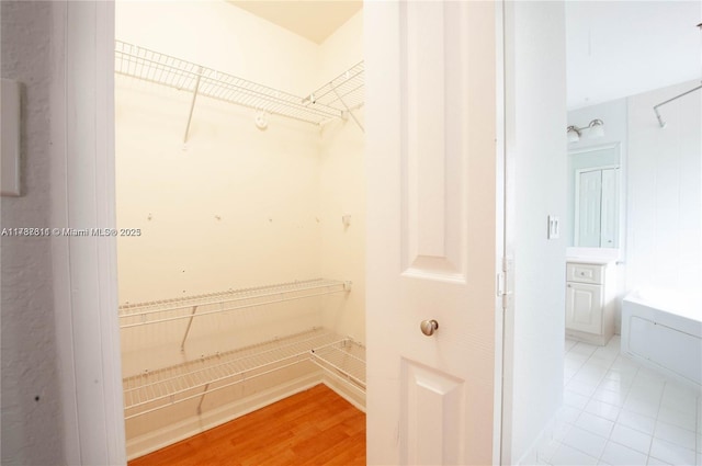 spacious closet with light wood-type flooring