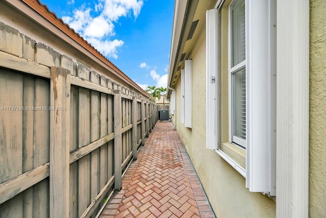 exterior space featuring central air condition unit