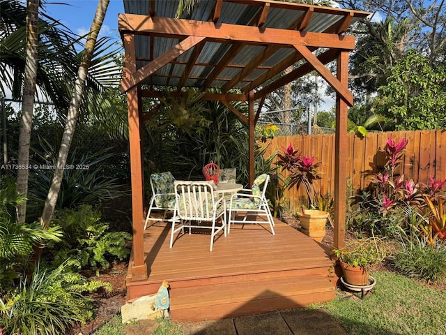 deck featuring a pergola