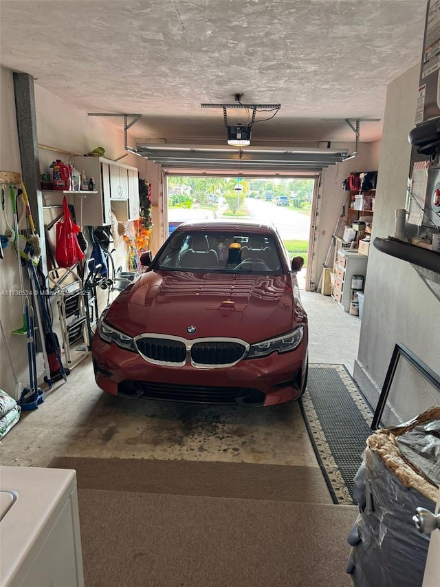 garage with a garage door opener