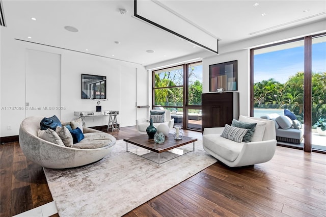 living room with hardwood / wood-style floors