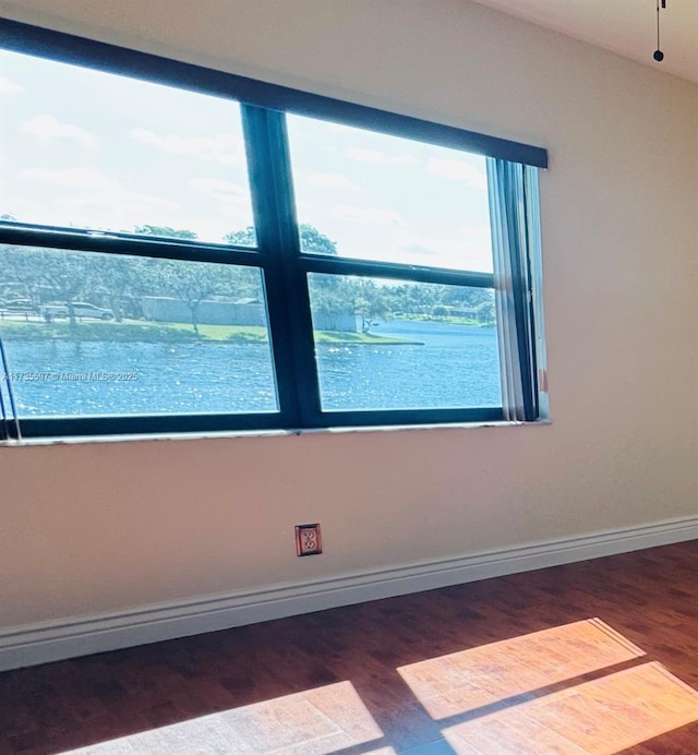 empty room featuring dark hardwood / wood-style flooring