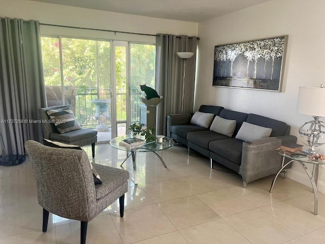 view of tiled living room