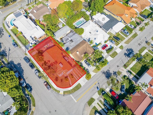 2039 SW 17th St, Miami, FL 33145 - aerial view of residential area with property parcel outlined